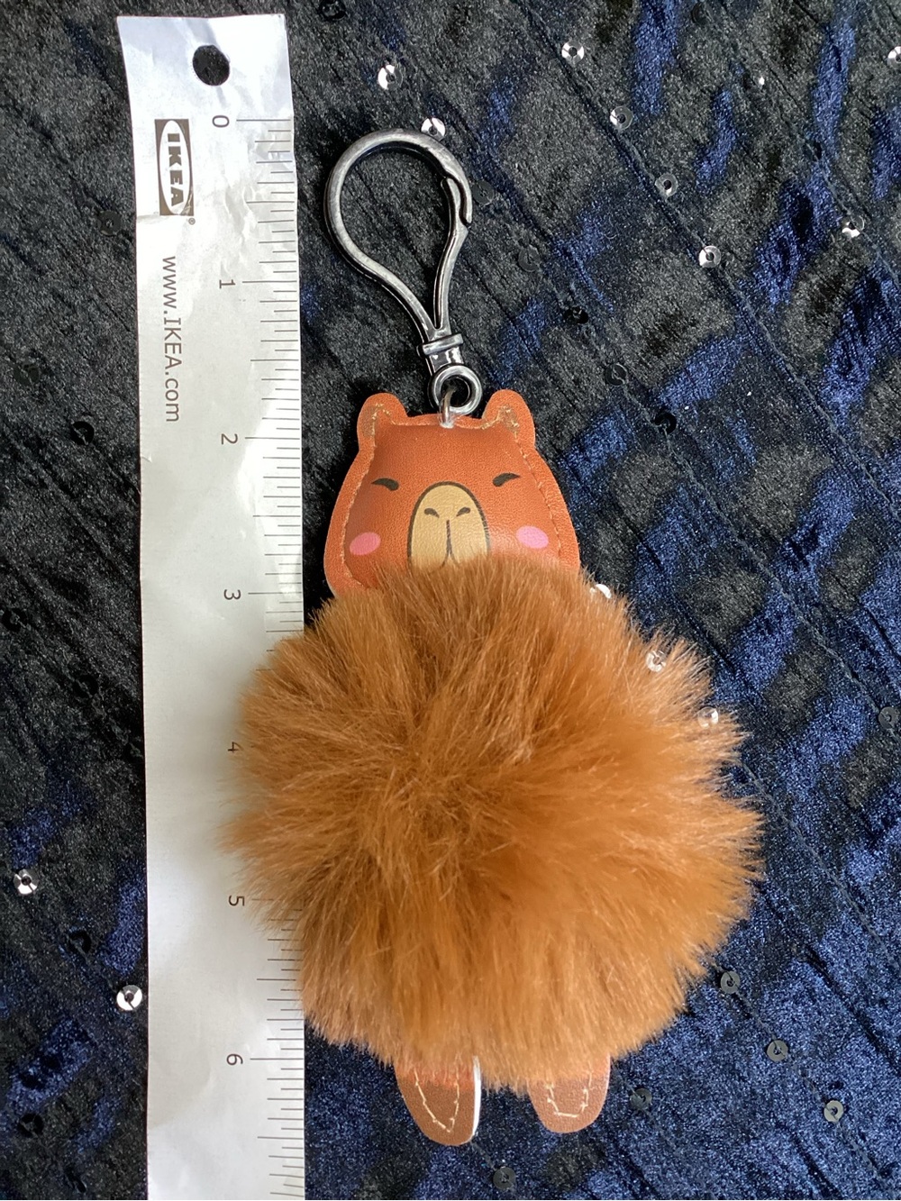 Brown Alpaca Pom Pom Keychain with Clip - Picture 11 of 11